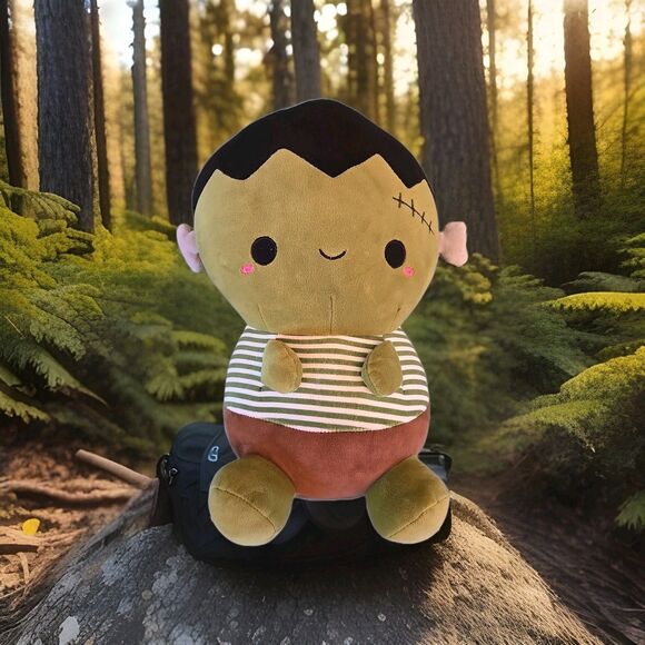 Smoochy Pals Plush Baby Frankenstein 13" Long Plush Huggable Green Halloween Toy - Picture 7 of 9